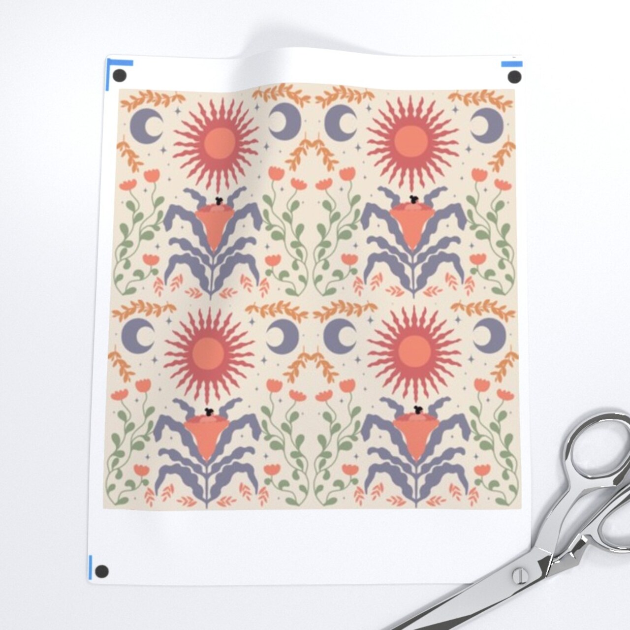 Star Modern Abstract Sun Moon Geometrical Boho Celestial Custom Printed Fabric by Spoonflower Various Fabrics by the Yard or Fat Quarter
